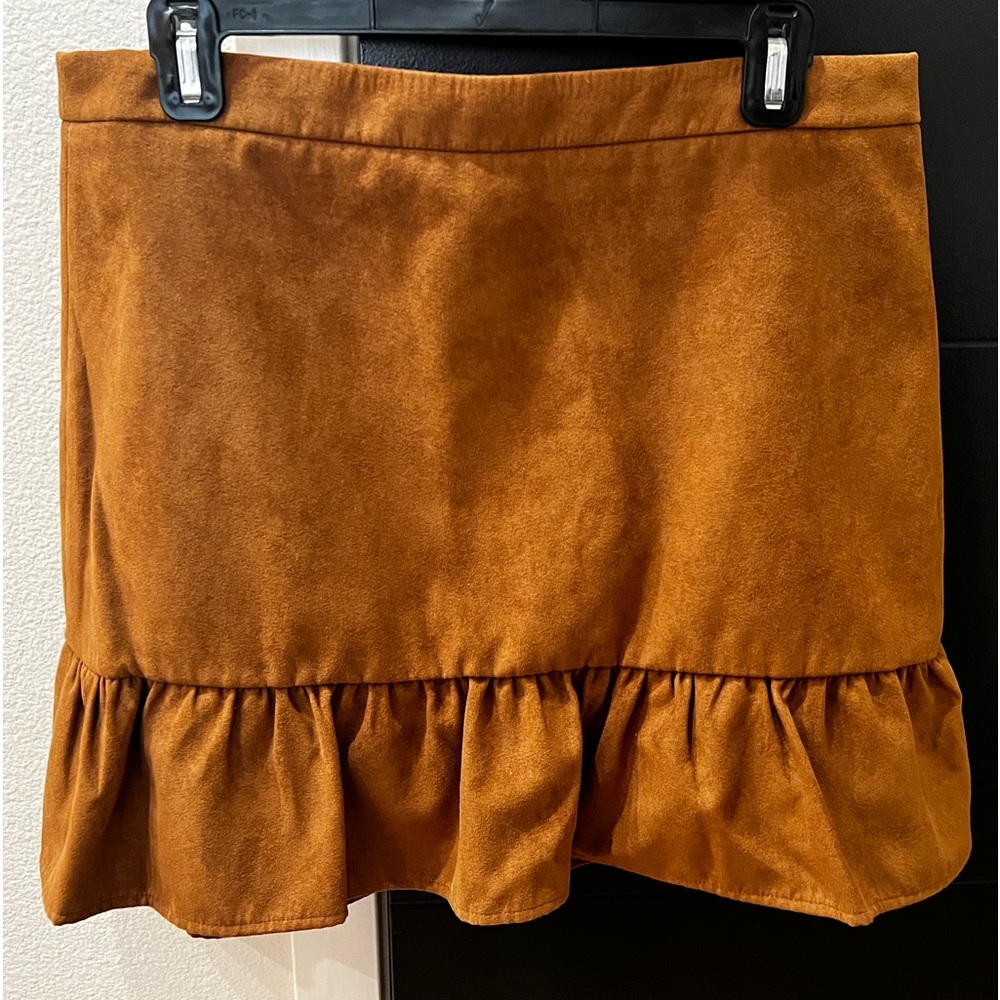 Women’s J. Crew Brown Mini Skirt with Ruffle Hem